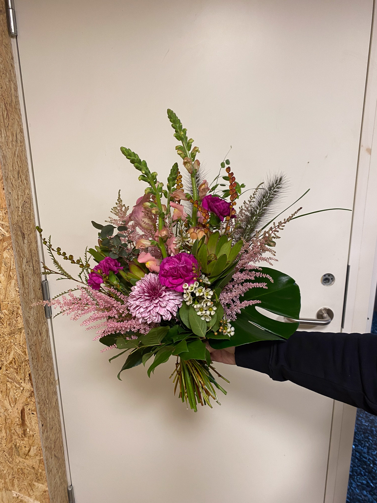 Rosa og lilla buket