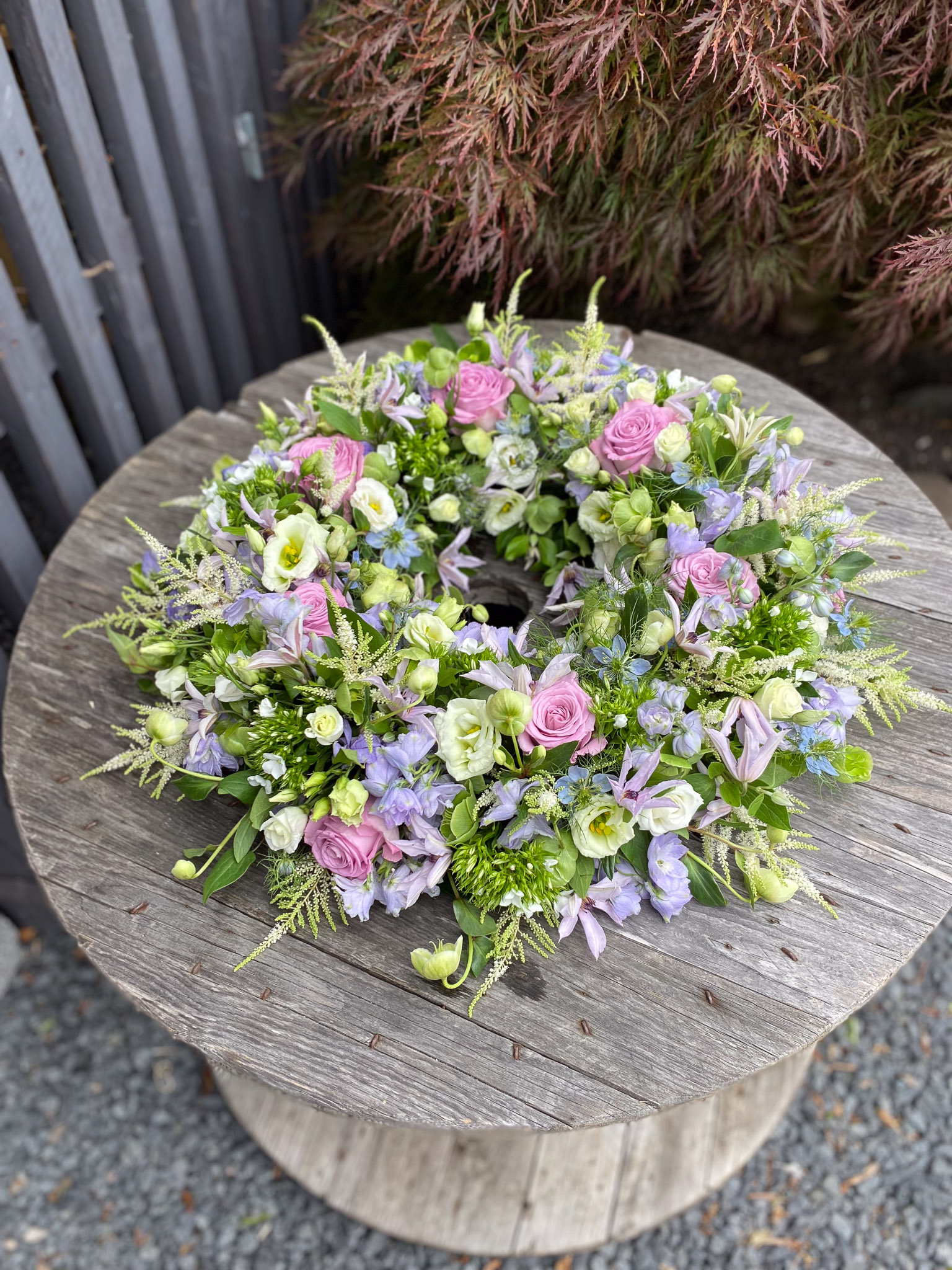 Pink og fersken blomsterkrans